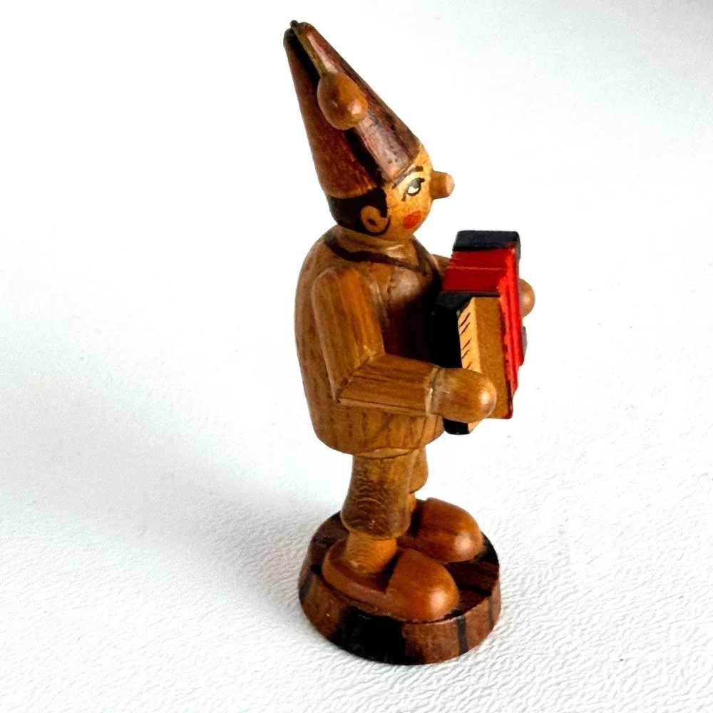 Vintage German Figurine Accordion Player Handcrafted Erzgebirge Folk Art